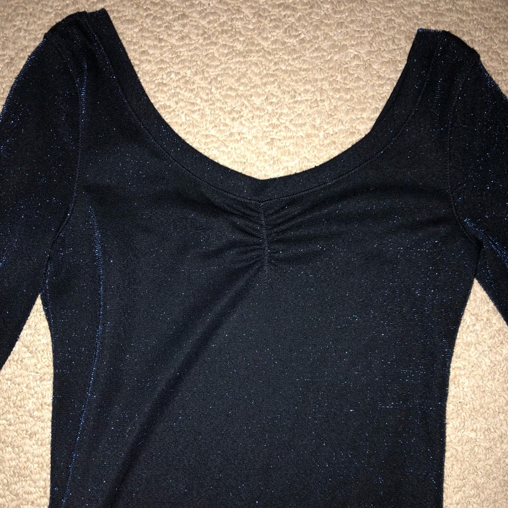 Blue shimmer long sleeve bodycon dress